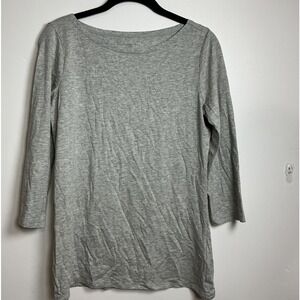 Garnet Hill Grey 3/4 Sleeve Boat Neck Top XS Organic Cotton Modal Spandex